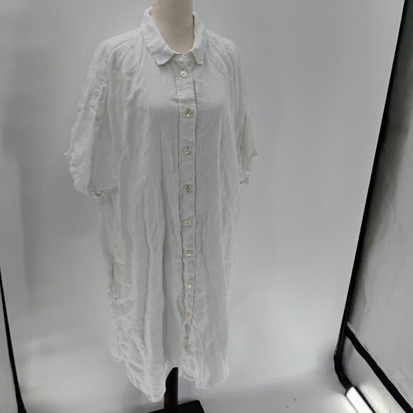 J.Crew White button down shirt dress 100% linen plus size oversized with pockets - Picture 3 of 15